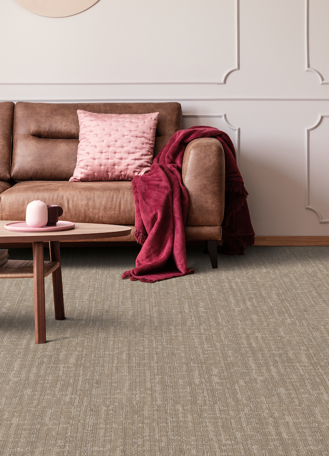 brown textured carpet in a living room